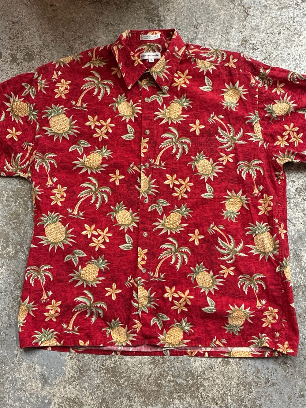 Pierre Cardin Red Pineapple & Palm Short-Sleeve Button-Down Shirt
